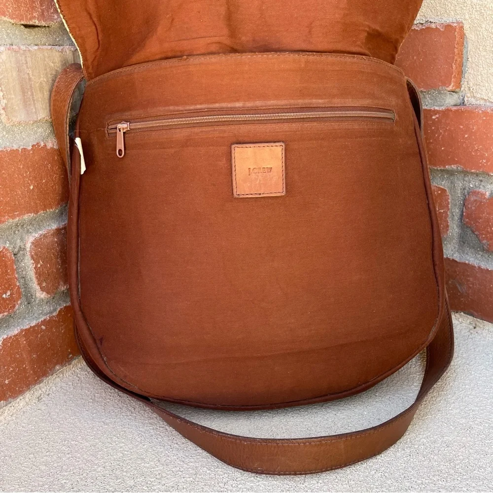 J.Crew • RARE VTG • Genuine Leather Postal Satchel Crossbody Bag & Wool Scarf